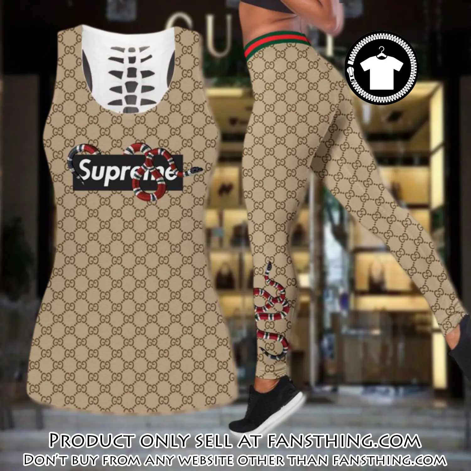 Gucci snake tank top leggings set luxury brand for women yoga gym fst5907236